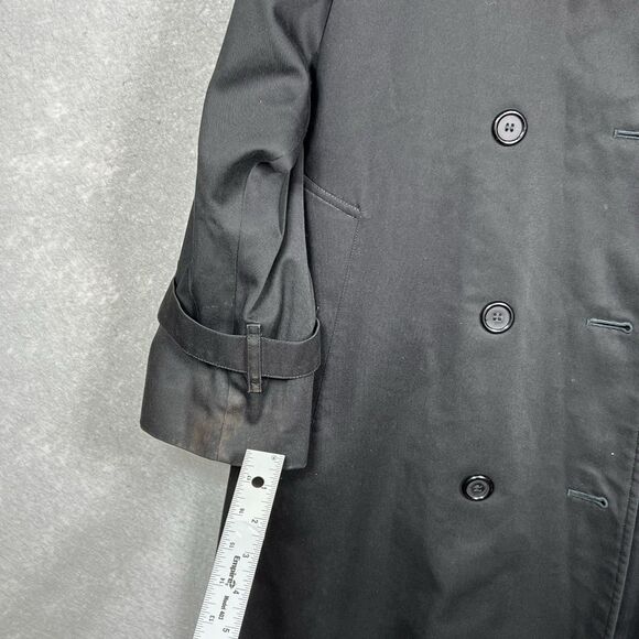 Burberry Trench Coat Womens 8 Black Full Length Nova Check Removable Lining - Picture 10 of 16